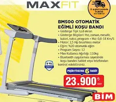 MAXFİT BM500 OTOMATİK EĞİMLİ KOŞU BANDI fiyat ve kampanya bilgisi